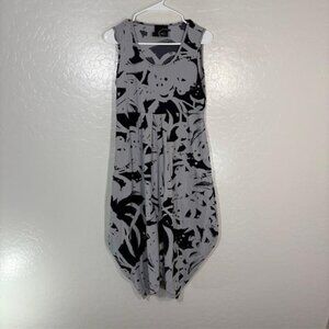 Porto San Francisco Tank Dress Womens 1 Gray Black Abstract Sleeveless Italy